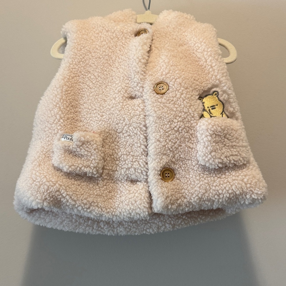 Plush Cream Sherpa Vest with Winnie the Pooh Patch - Kids